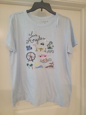 LOFT Kids Light Blue Los Angeles Graphic Tee with Multicolor Print